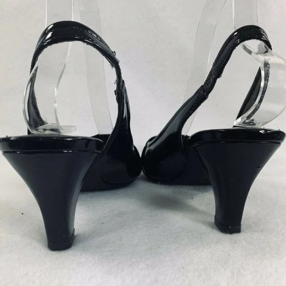 Naturalizer N5 Heels Shoes Black Comfort Question Patent Sling back 7.5 W - Picture 7 of 11